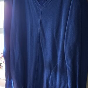 Anthropologie Womens  V-Neck Sweater Dress In Medium Blue